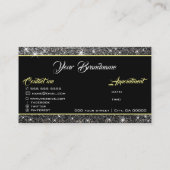 派手なシルバーグリッターソーシャルメディアとアポイントメント 名刺 (裏面)