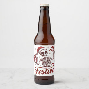 派手なスケルトンの嫌味なクリスマス・サルカスティック ビールラベル
