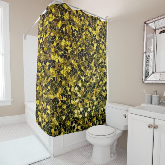 派手なステインを持つ暗い黄色モザイク シャワーカーテン (インサイチュ)