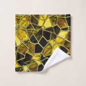 派手なステインを持つ暗い黄色モザイク バスタオルセット (ウォッシュタオル)