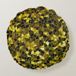 派手なステインを持つ暗い黄色モザイク ラウンドクッション