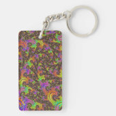 派手なスパイラルカラフル抽象芸術デジタルフラクタル キーホルダー (裏面)