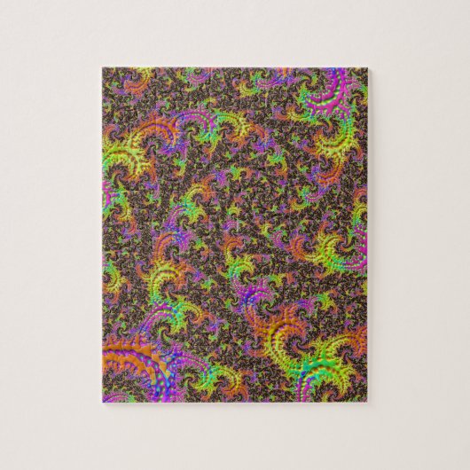 派手なスパイラルカラフル抽象芸術デジタルフラクタル ジグソーパズル (縦)