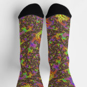 派手なスパイラルカラフル抽象芸術デジタルフラクタル ソックス (上部)