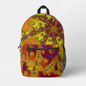 派手なスパイラル鮮やかフラクタルファンキー抽象芸術アート プリントバックパック (正面)