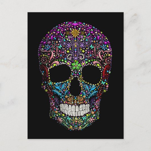 派手なドクロ ポストカード (正面)