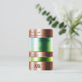 派手なバラ金ゴールドボックスガラス光学とモノグラム 名刺 (スタンド正面)