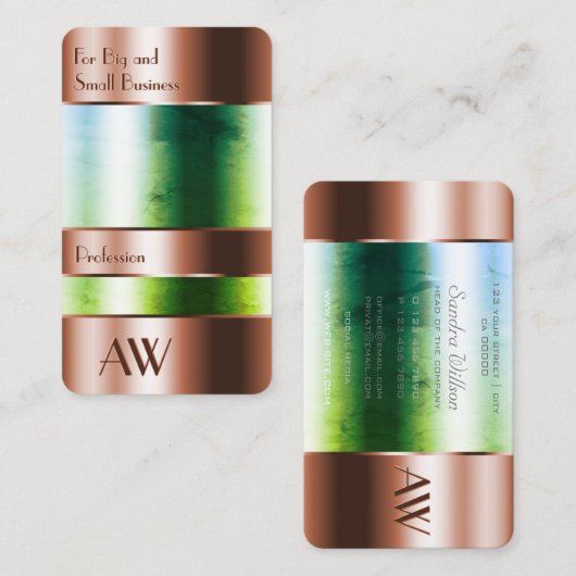 派手なバラ金ゴールドボックスガラス光学とモノグラム 名刺 (正面/裏面)