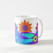 派手なヒッピーの花 コーヒーマグカップ (正面右)