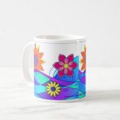 派手なヒッピーの花 コーヒーマグカップ (正面左)