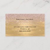 派手なピンクおよび金ゴールドのきらびやかな名刺 名刺 (裏面)