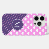 派手なピンクと紫のカスタムモノグラム Case-Mate iPhoneケース (裏面 (横))