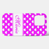 派手なピンクの白いハートの柄とあなたの名前 Case-Mate iPhoneケース (裏面 (横))
