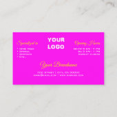 派手なピンクの赤グラデーショングリッターの散布ロゴ 名刺 (裏面)