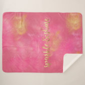 派手なピンクの金ゴールドの輝きおよび輝やき シェルパブランケット (正面(横))