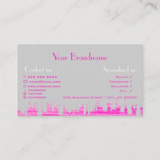 派手なピンクエレガントグレーのソーシャルメディアが注目を集める 名刺 (裏面)