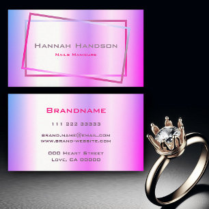 派手なピンクパープルホログラフィックデザイントレンディー爪、 ネイル 名刺