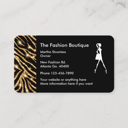 派手なファッションのブティックのデザイン 名刺 (正面)
