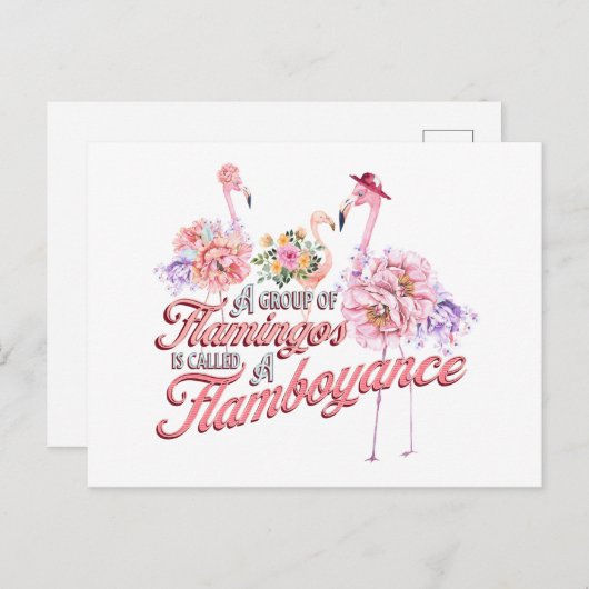 派手なフラミンゴ付きポストカード ポストカード (正面/裏面)