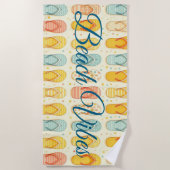 派手なフリップフロップ ビーチタオル (正面)