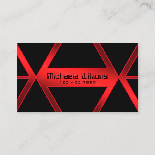 派手なブラックジオメトリックシメリーレッドプロフェッショナル 名刺 (正面)