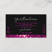 派手なブラックピンクパープルスパークルグリッターモノグラム 名刺 (裏面)