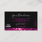 派手なブラックピンクパープルスパークルグリッター追加ロゴ 名刺 (裏面)