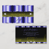 派手なブルーイエローブラックスパークルジュエリーイニシャル 名刺 (正面/裏面)