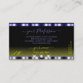 派手なブルーイエローブラックスパークルジュエリーイニシャル 名刺 (裏面)