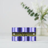 派手なブルーイエローブラックスパークルジュエリーモノグラム 名刺 (スタンド正面)