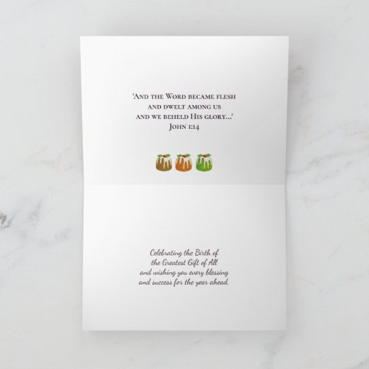 派手なプリン |会社のクリスマス シーズンカード (内部)