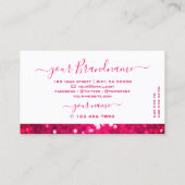 派手なホワイトピガーリーンクのきらめくグリッター 名刺 (裏面)