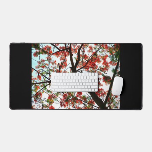 派手なポ王室のインシアナツリーフォトブラック デスクマット (キーボード&マウス)