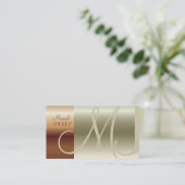 派手なモノグラムの銅/ブラッシュドニッケル 名刺 (スタンド正面)