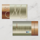 派手なモノグラム銅/ブラッシュニッケル 名刺 (正面/裏面)
