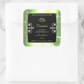 派手なライトグリーンと黒の製品ラベル宝石 スクエアシール (バッグ)