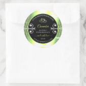 派手なライトグリーンと黒の製品ラベル宝石 ラウンドシール (バッグ)