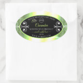 派手なライトグリーン黒製品ラベルジュエリーロゴ 楕円形シール (バッグ)