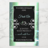 派手なライトティール(緑がかった色)と黒い製品ラベル宝石 フードラベル (シングルラベル)