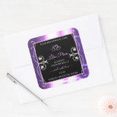 派手なライトパープルブラック製品ラベルダイヤモンド スクエアシール (封筒)