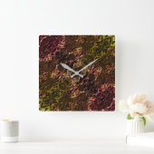 派手なラインと茶色のオレンジ色のネオンのミラーリングスタイル スクエア壁時計 (ホーム)