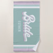 派手なレトロ80'sパステルカラーの花嫁お色直しウェディング ビーチタオル (正面)