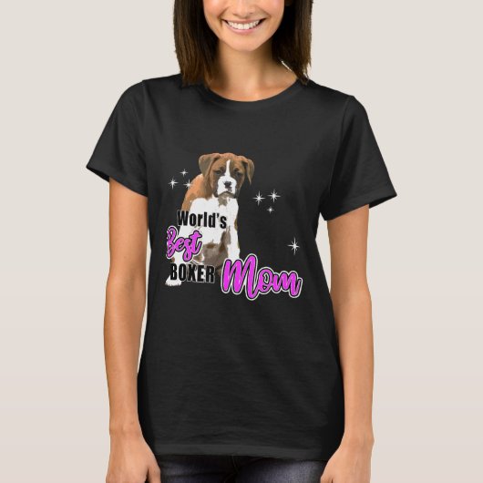 派手な子犬ボクサー犬ママ Tシャツ (正面)