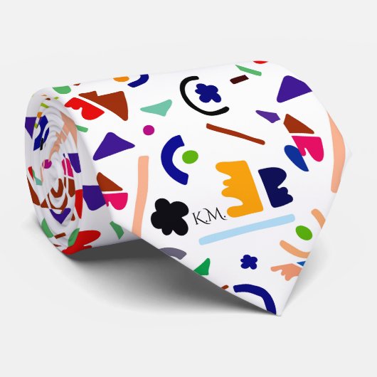 派手な幾何モダンよくはしゃぐシックなモノグラム ネクタイ (ロール)