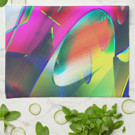 派手な抽象芸術色と華やかな形 キッチンタオル (折り畳み)