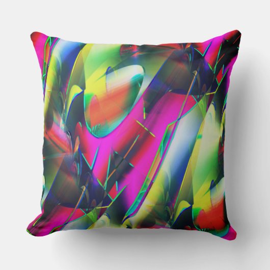 派手な抽象芸術色と華やかな形 クッション (正面)
