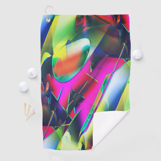 派手な抽象芸術色と華やかな形 ゴルフタオル (インサイチュ)