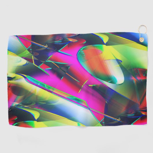 派手な抽象芸術色と華やかな形 ゴルフタオル (横)