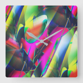 派手な抽象芸術色と華やかな形 スクエア壁時計