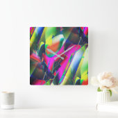 派手な抽象芸術色と華やかな形 スクエア壁時計 (ホーム)